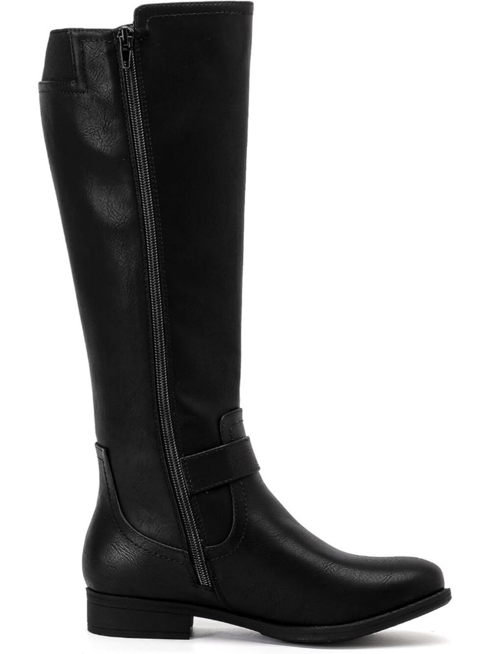 Women's Black Leather Rubber Slouchy Knee High Comfortable Stylish Tall Boots - Picture 3 of 6
